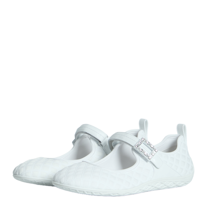 Low Ballerina Flats with Fabric Strap in White - Image 2