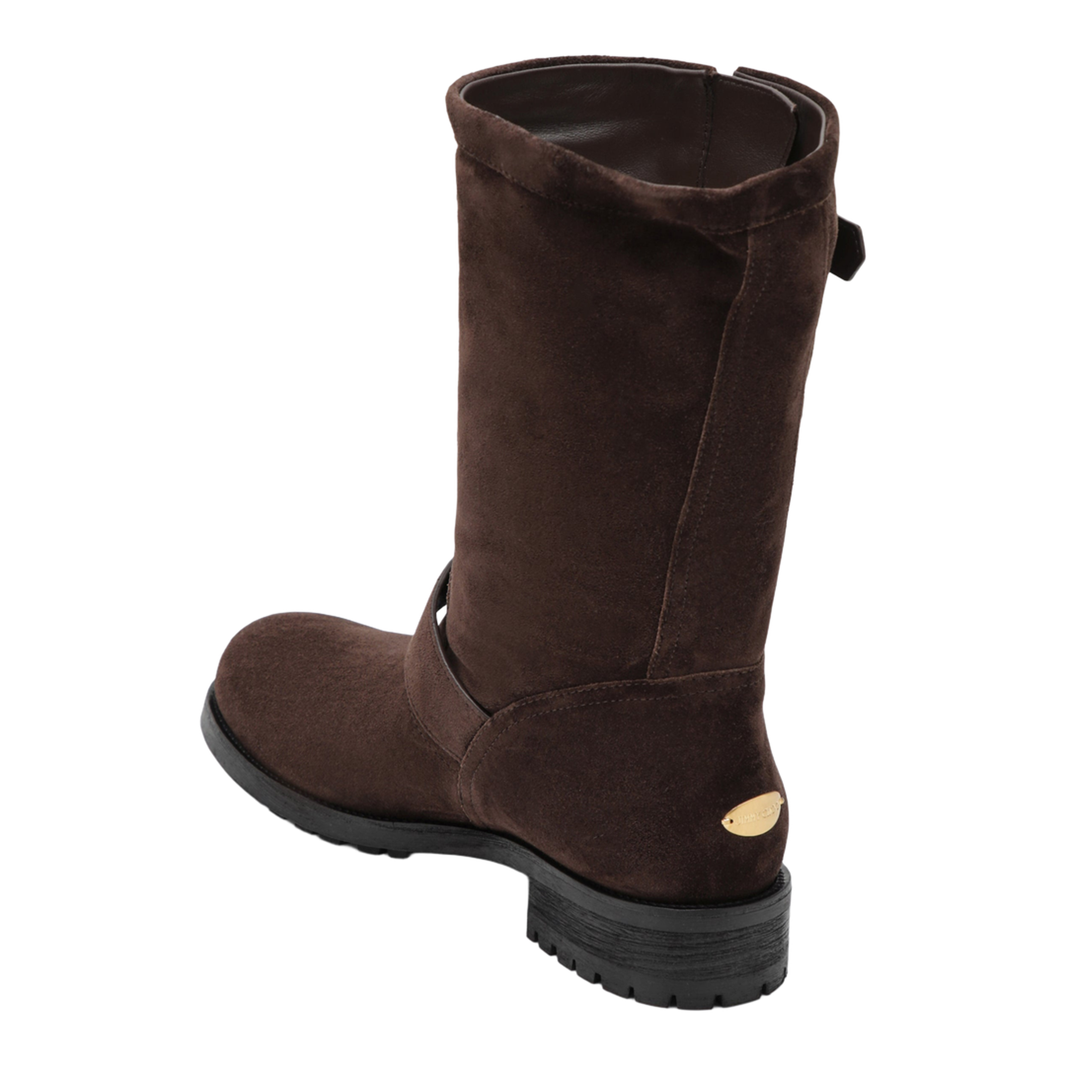 Chocolate Suede Biker Boots - Image 2
