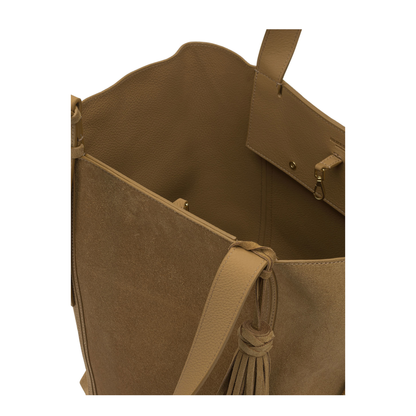 24/7 East West Large Suede Leather Shoulder Bag - Brown - Image 5
