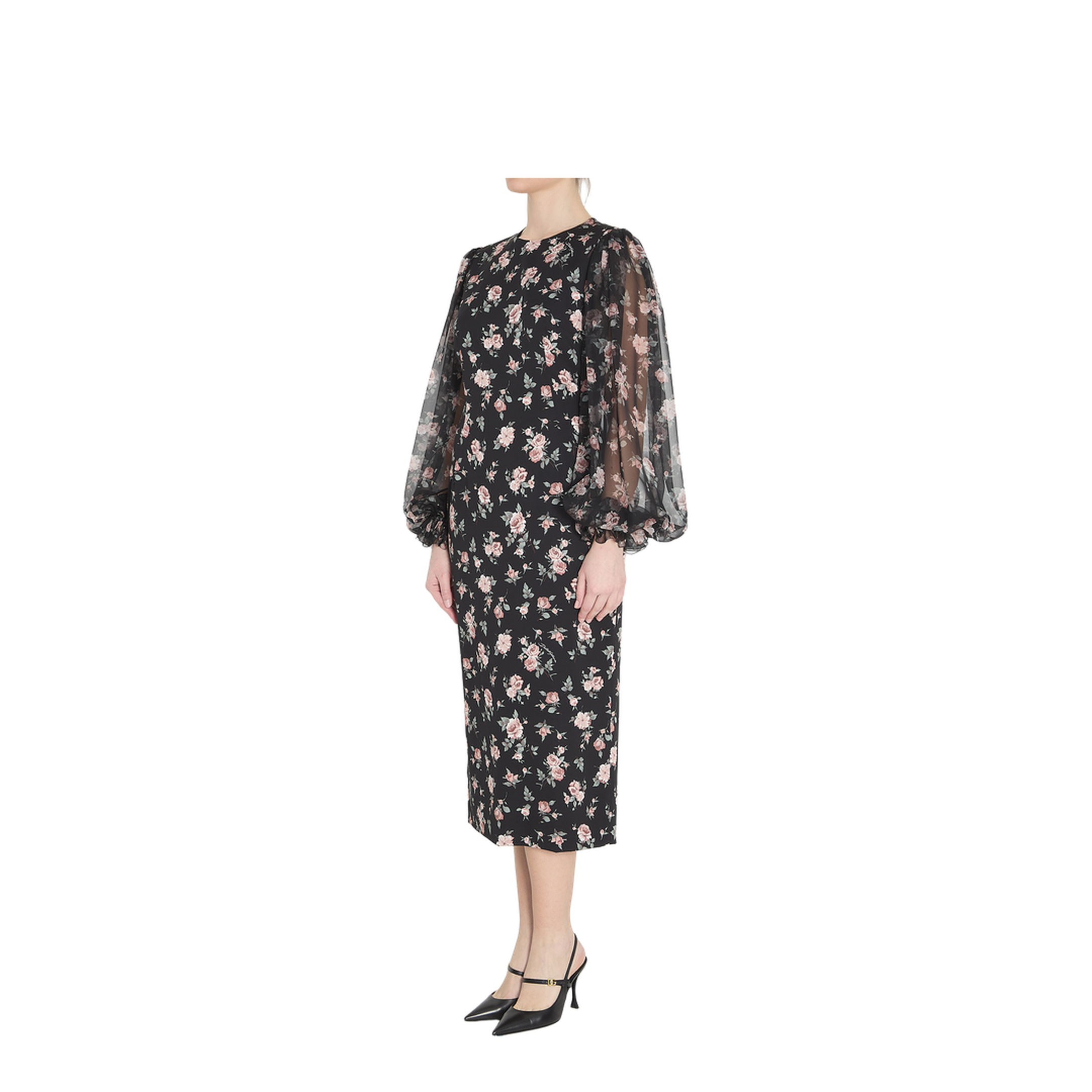 Vintage Roses-Print Charmeuse Dress - Image 2