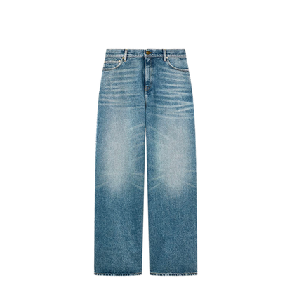 Stone-Washed Light Blue Denim Boyfriend Jeans - Image 1