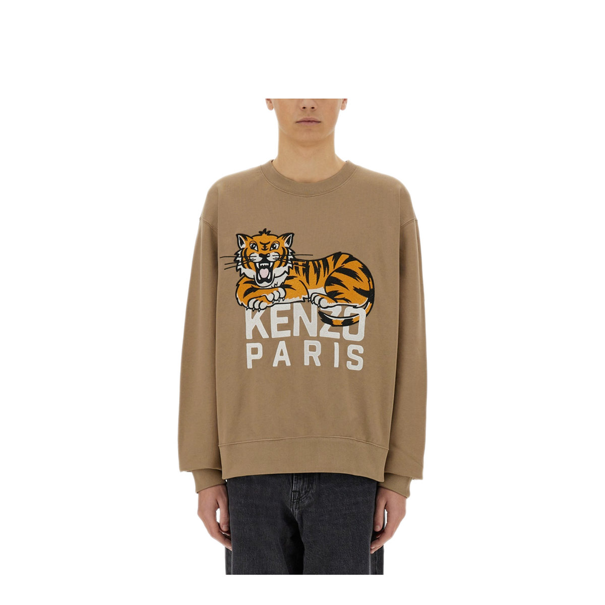 Happy Tiger Embroidered Sweatshirt in Cotton - Image 1