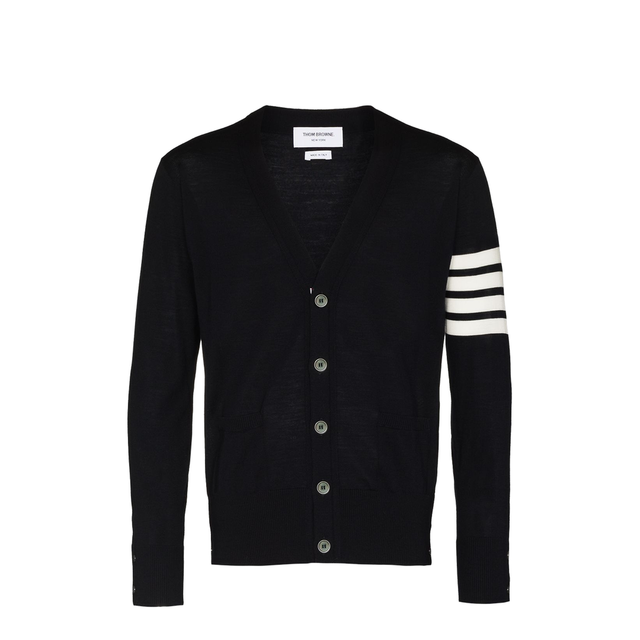 4-Bar Stripe Sustainable V-Neck Cardigan - Image 1