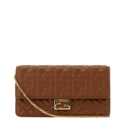 Baguette Nappa Leather Wallet On Chain - Sellier Brown - Image 1