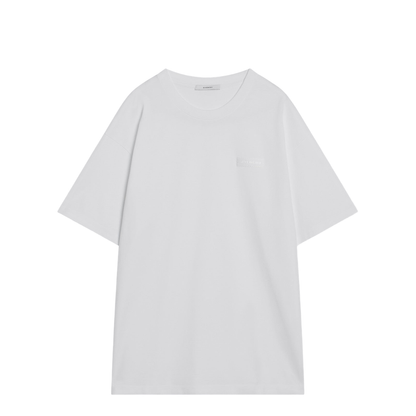 White Cotton T-Shirt with Logo Patch - Image 1