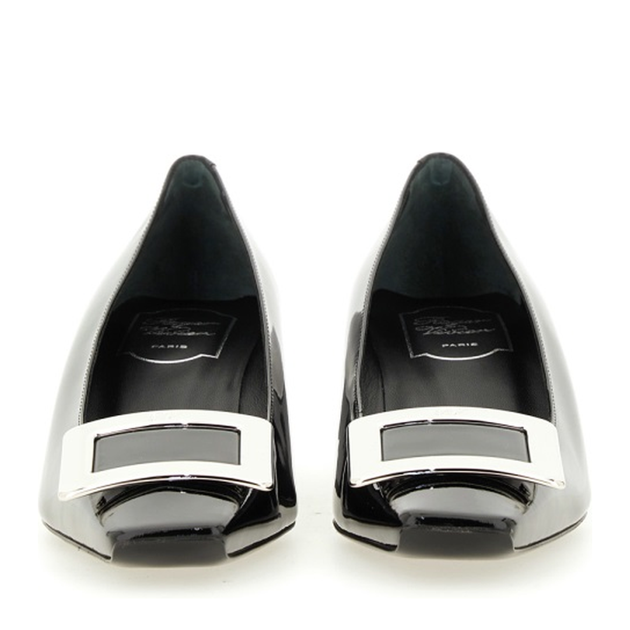 black calfskin pumps with buckle and wide heel - Image 4