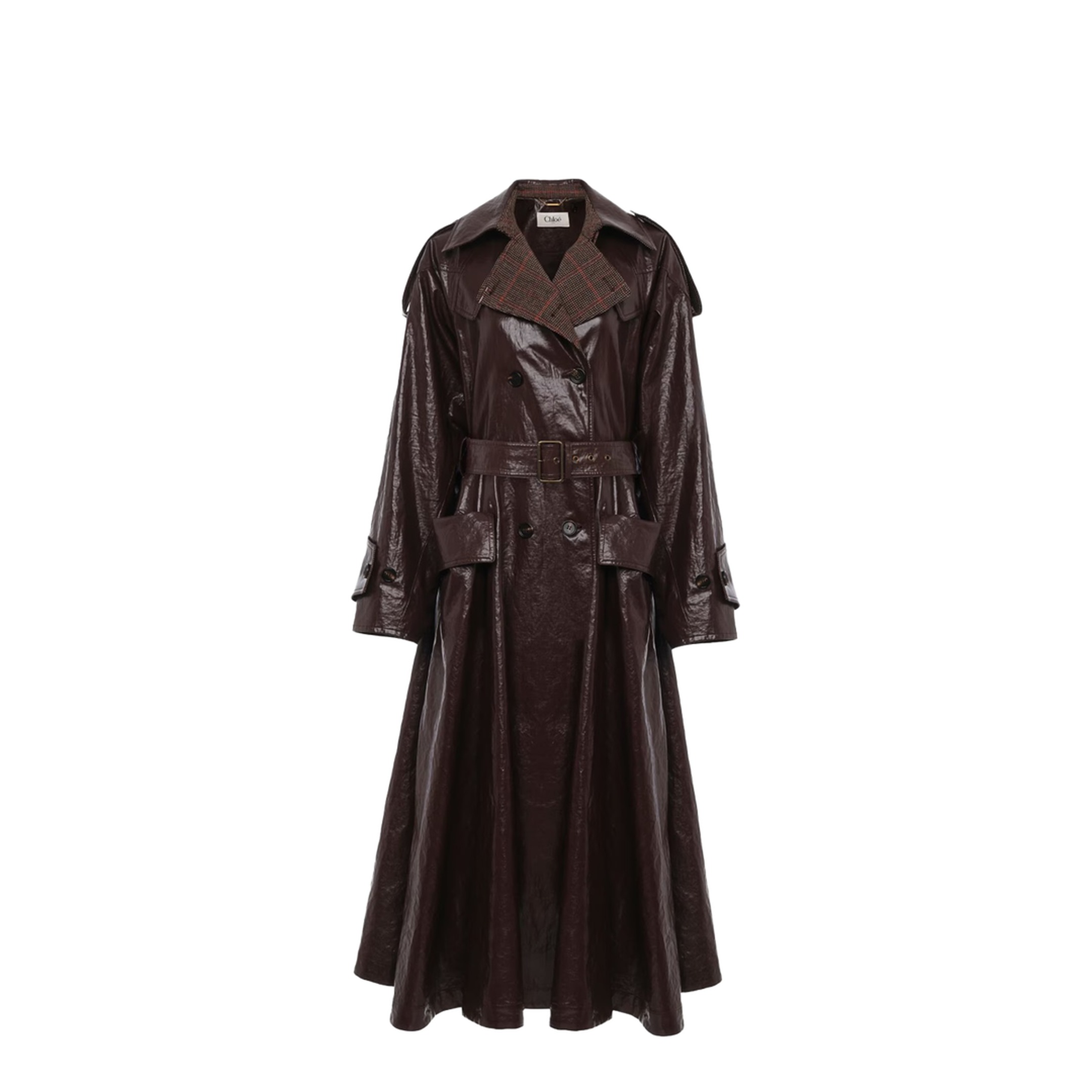 Dark Purple Leather Trench Coat - Image 1