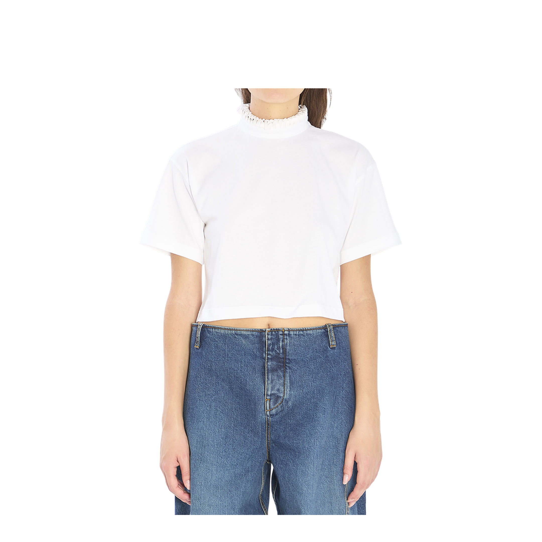 Cropped T-shirt in Cotton Jersey - Image 1