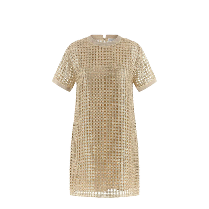 Dazzling Knitted Mini Dress - Yellow - Image 5