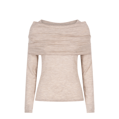 Lightweight Cashmere Sweater with Removable Wrap Detail - Image 1