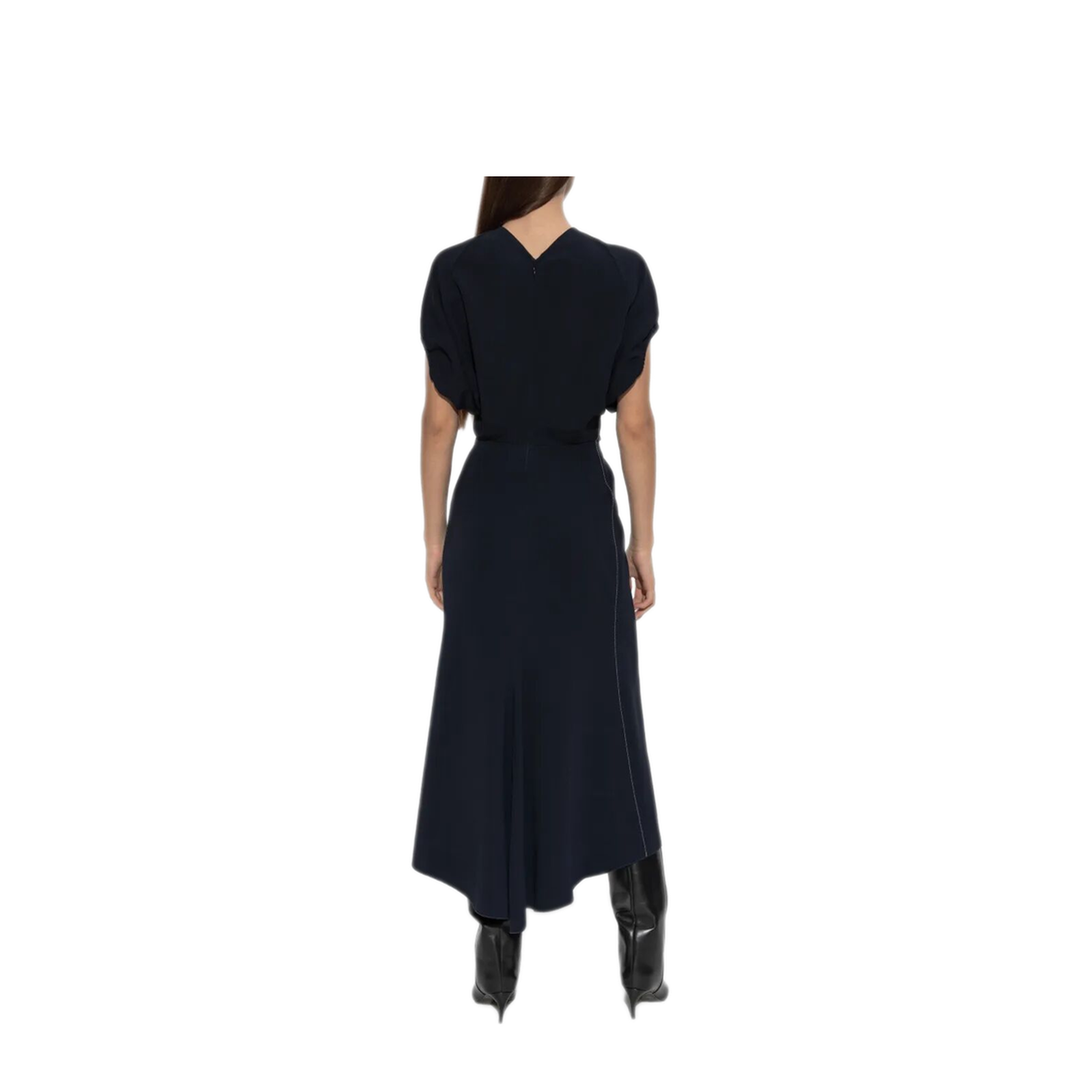 Blouson Detail V-Neck Midi Dress - Image 3