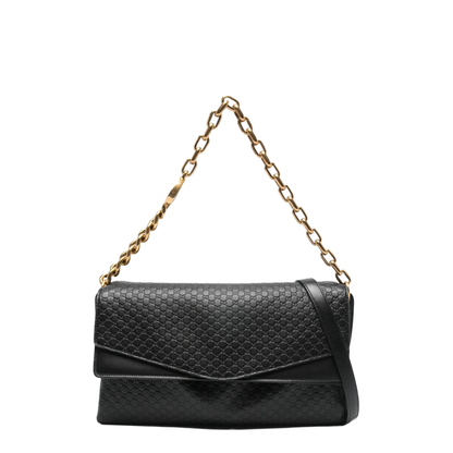 Large GG Leather Shoulder Bag - Black - Image 1