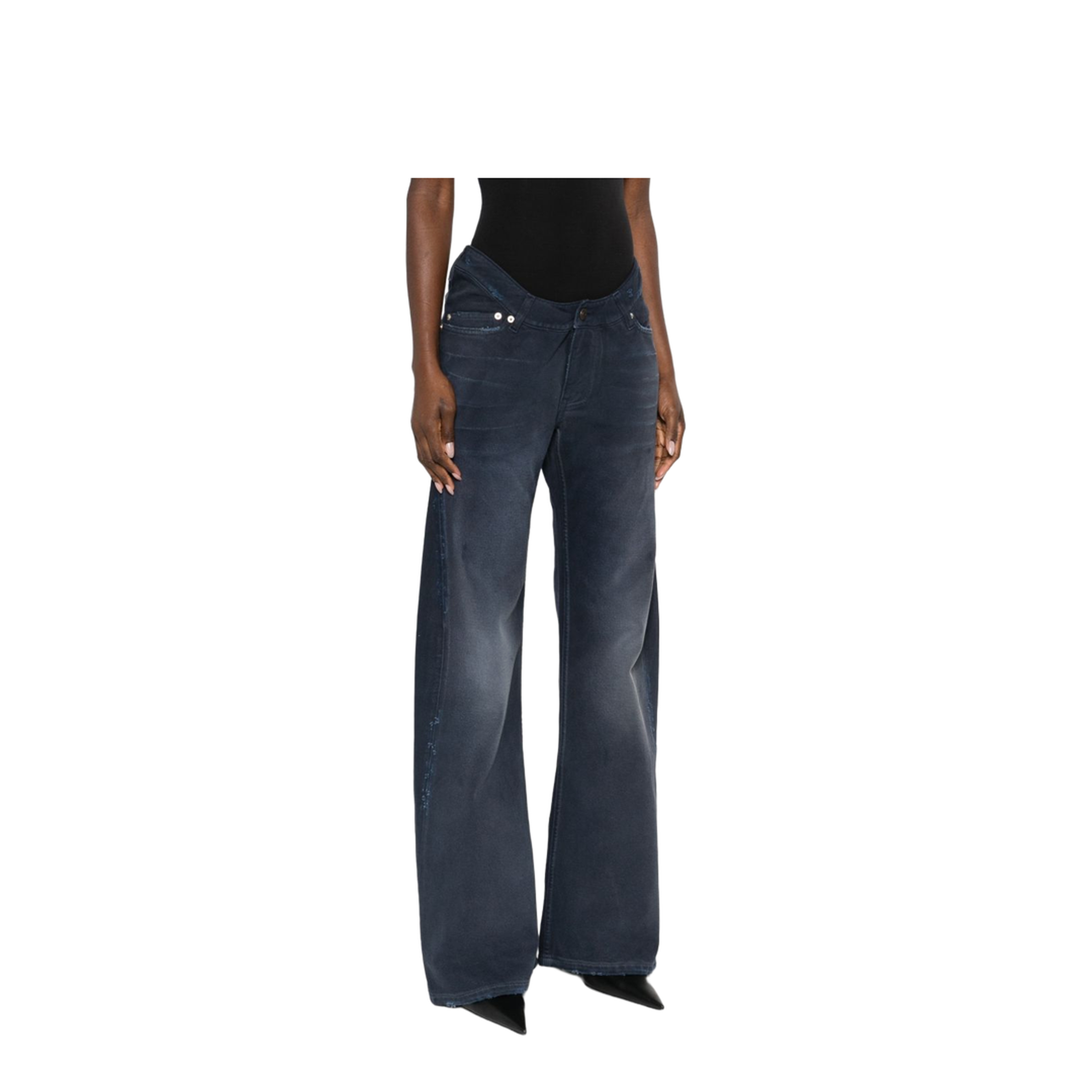 Curved Waist Pants in Navy/Dirty Dark - Image 2