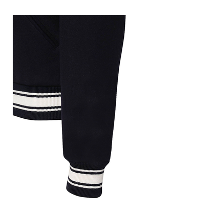 Black Virgin Wool Embroidered-Logo Bomber Jacket - Image 3