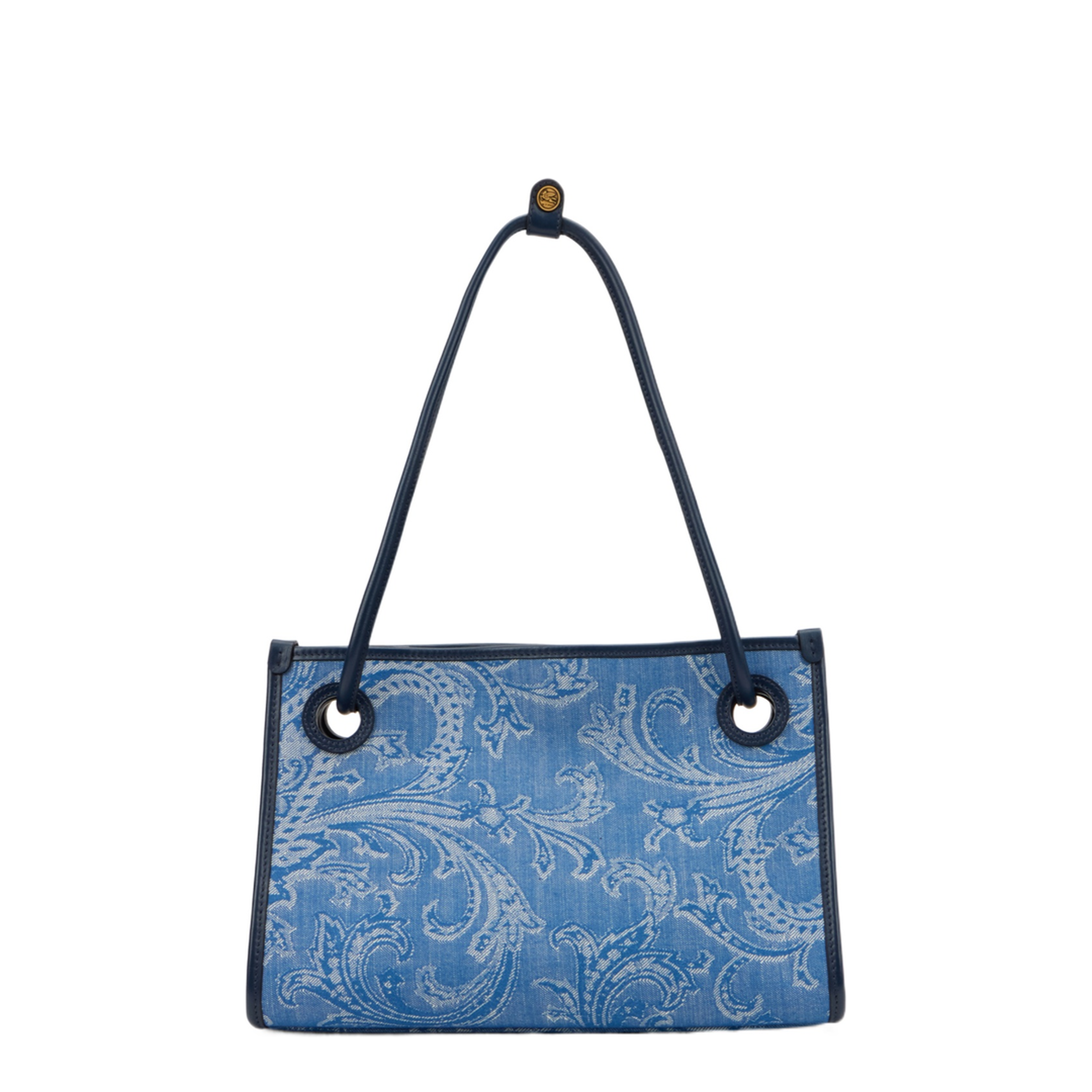 Small Eyes Jacquard Denim Tote - Blue - Image 1