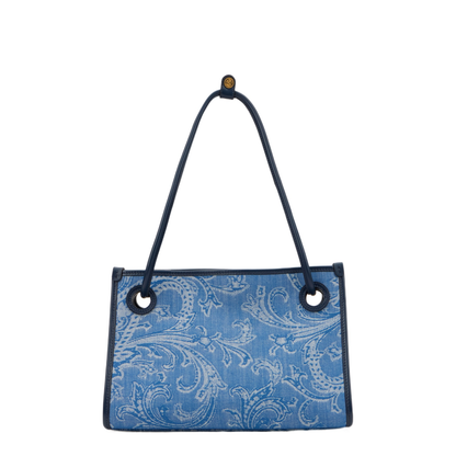 Small Eyes Jacquard Denim Tote - Blue - Image 1