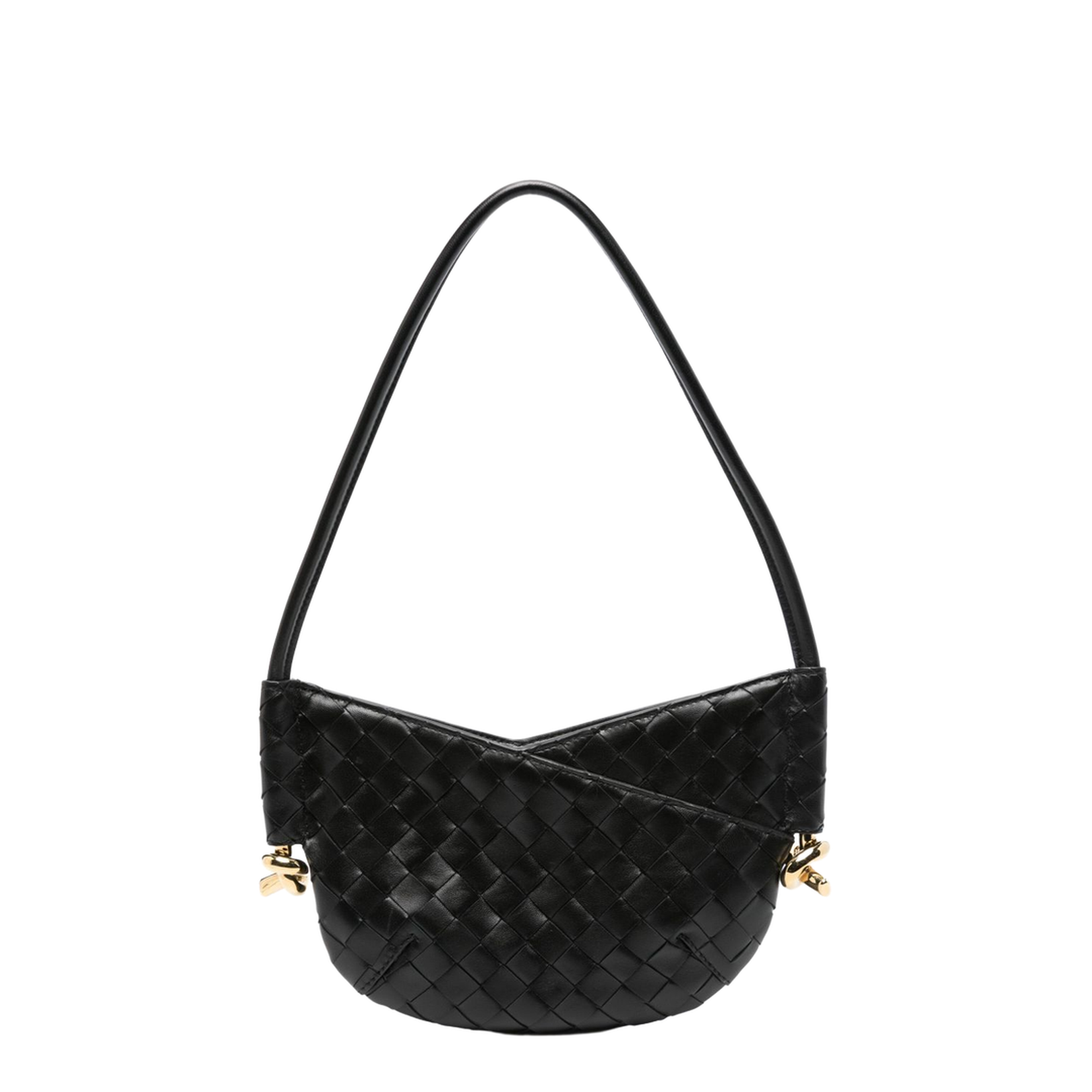 Black Calf Leather Intrecciato Design Bag - Image 1