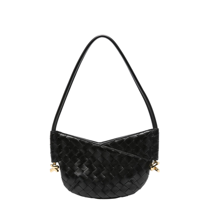 Black Calf Leather Intrecciato Design Bag - Image 1