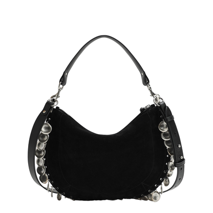 Oskan Soft Zipped Bag in Black Suede with Medals - Image 2