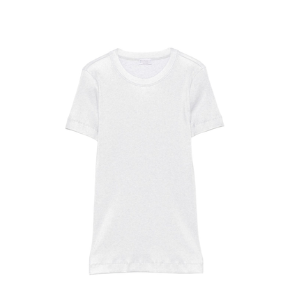 Cotton Blend Ribbed Texture Round Neck Short Sleeves - Image 1