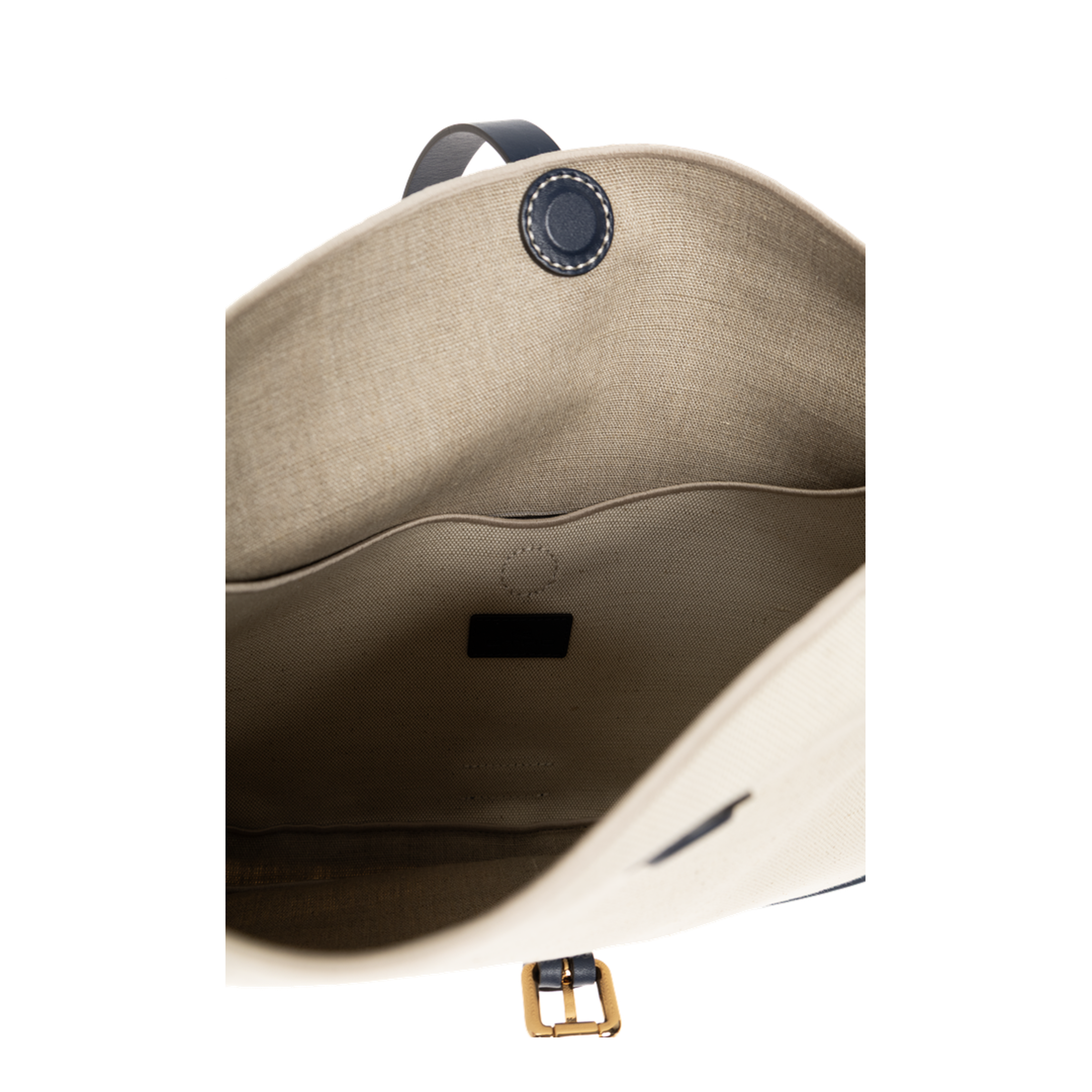 Pony Buckle Leather Shoulder Bag - Beige/Blue - Image 4