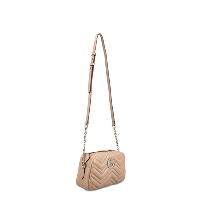 Small Camera Bag in Pink Beige Leather - Image 4