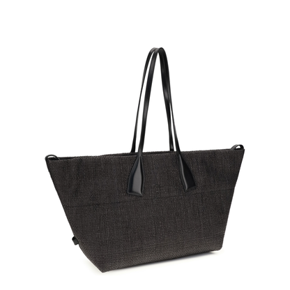 Track Shoulder Bag In Leather And Raffia - Image 3