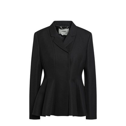 Black Grain de Poudre Wool Jacket - Image 1