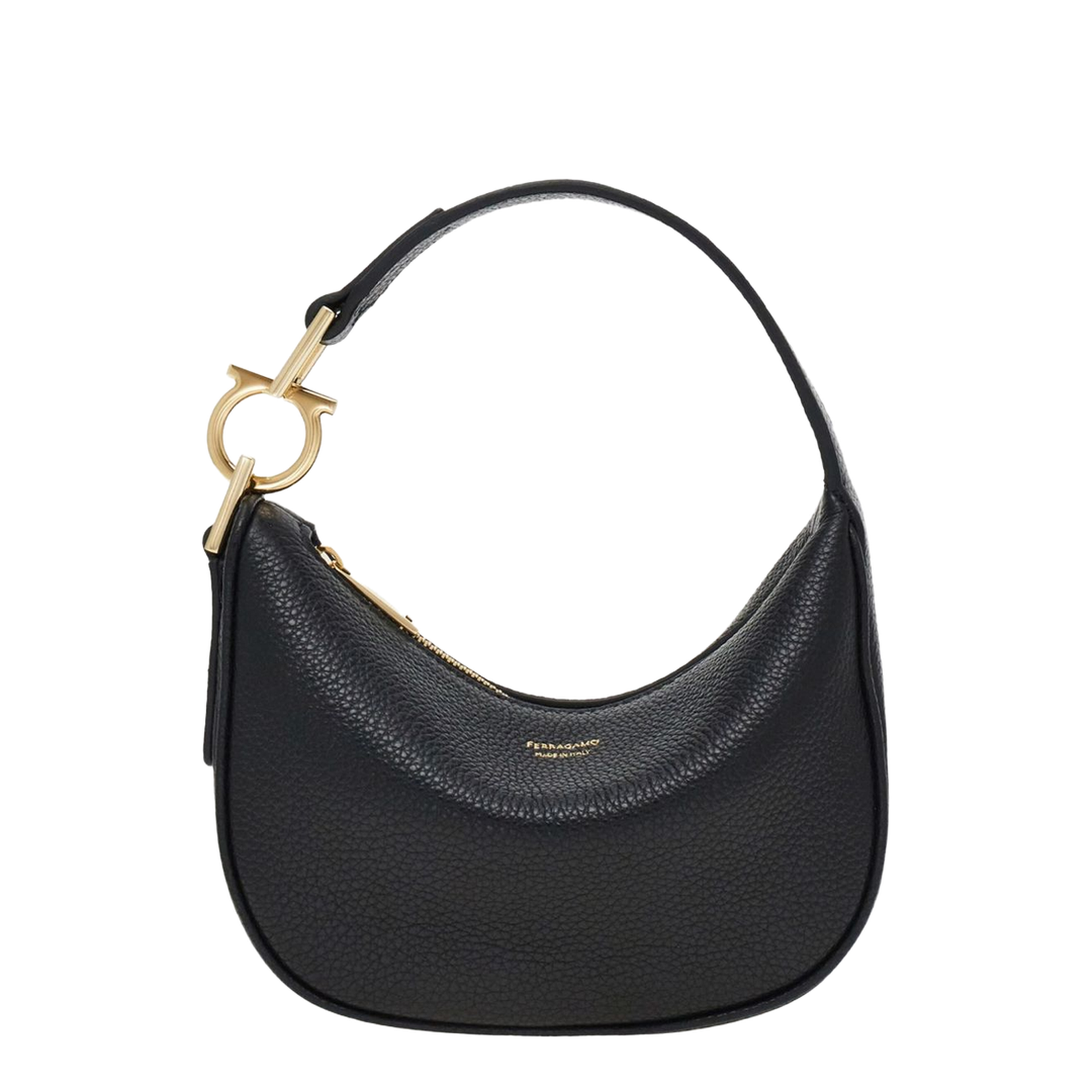 Black Top Zip Fastening Shoulder Bag - Image 1