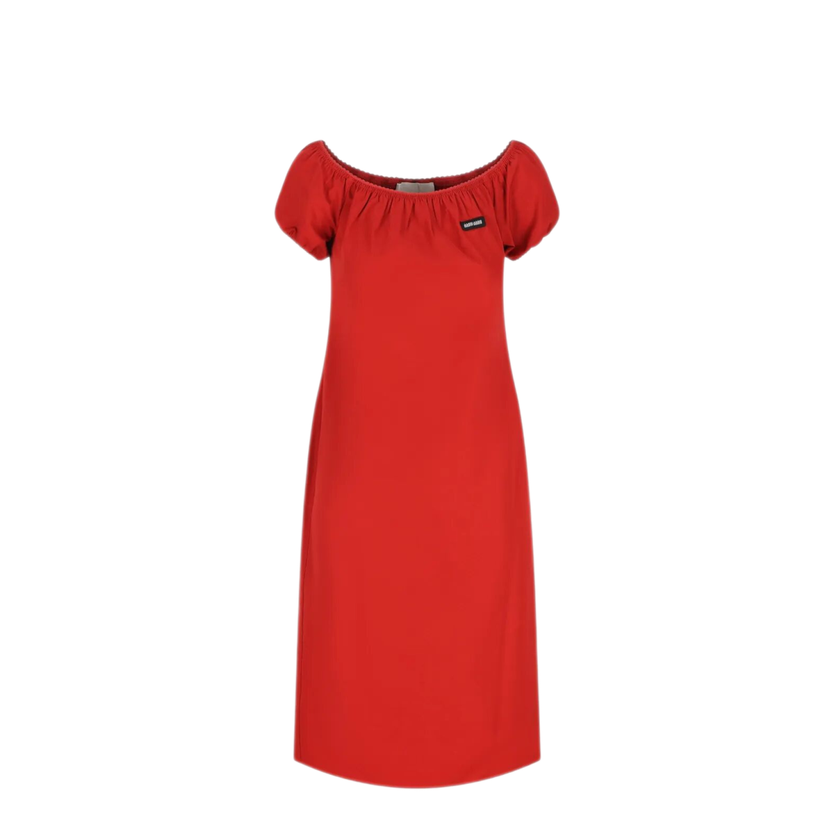 Boat Neckline Cotton Poplin Midi Dress - Image 1