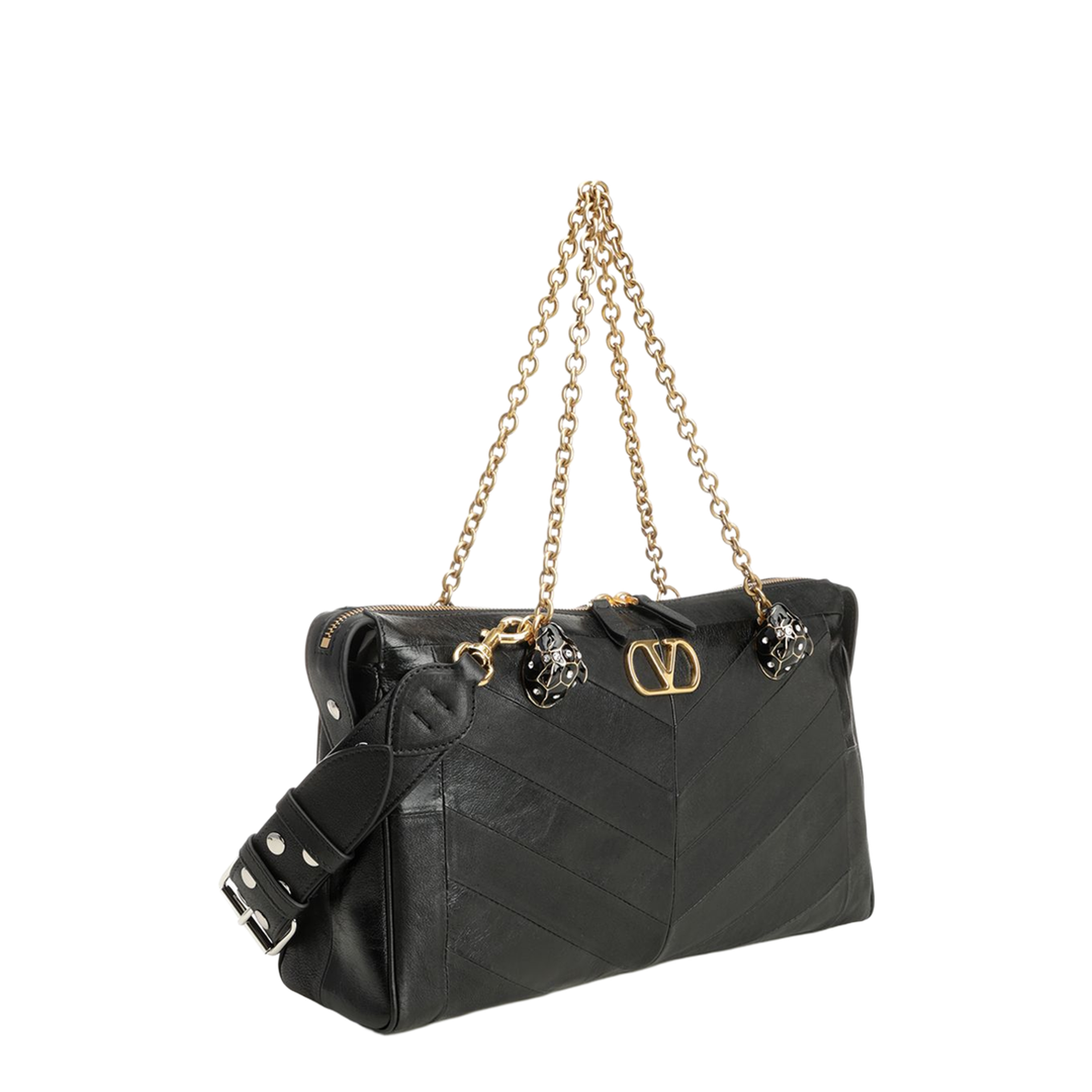 Panthea Nappa Leather Shoulder Bag - Black - Image 4