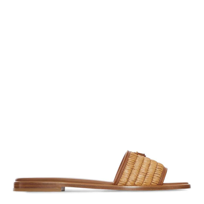 Leather Slides with Crochet Details - Image 1