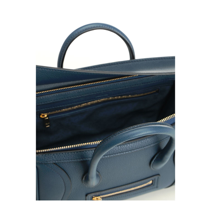 Little Luggage Small Grained Calfskin Top-Handle Bag - Teal Blue - Image 4
