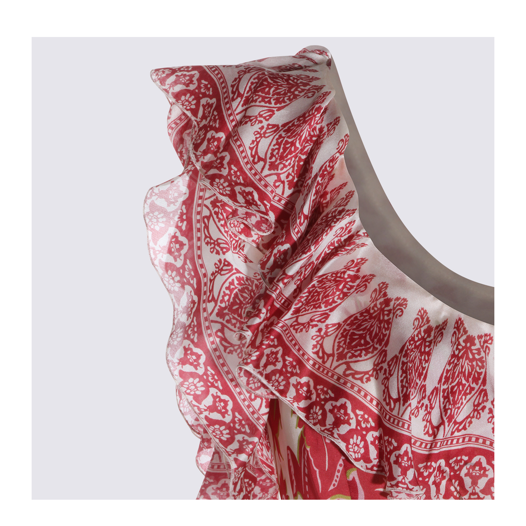 Floral Motif Silk Long Dress - Image 7
