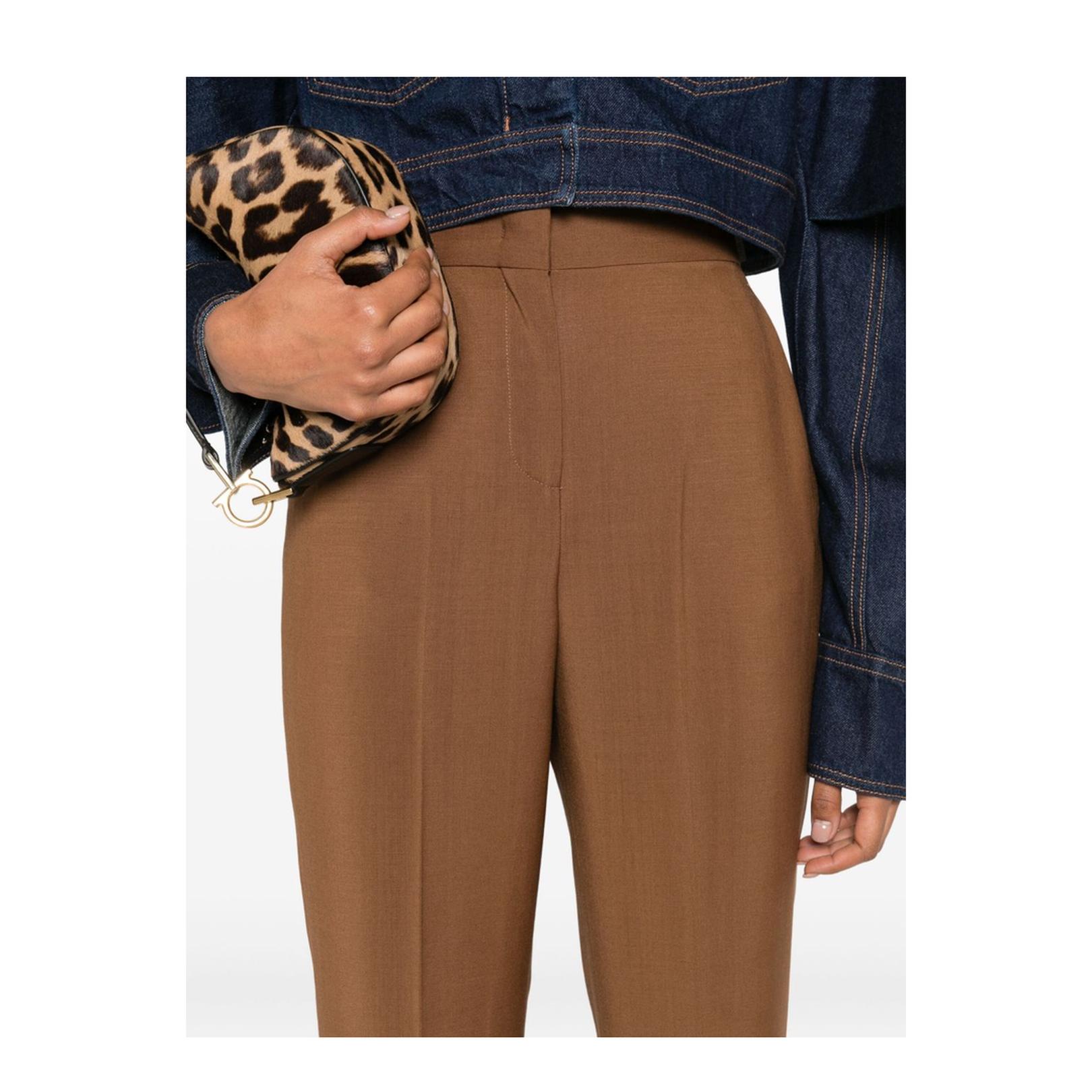 Flare Trousers in Wool and Mohair - Brown - Image 2