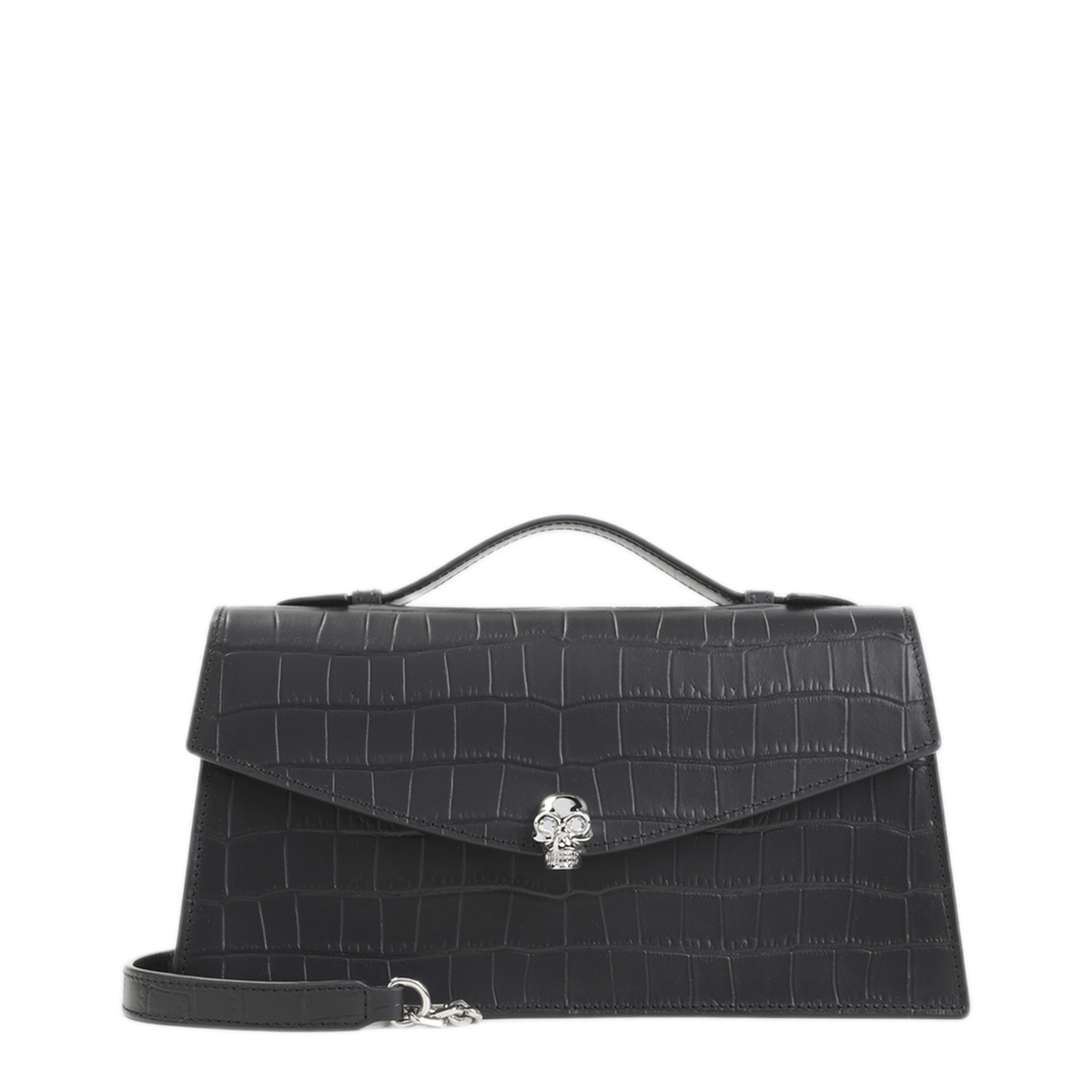 Skull Top Handle Calf Leather Shoulder Bag - Black - Image 1