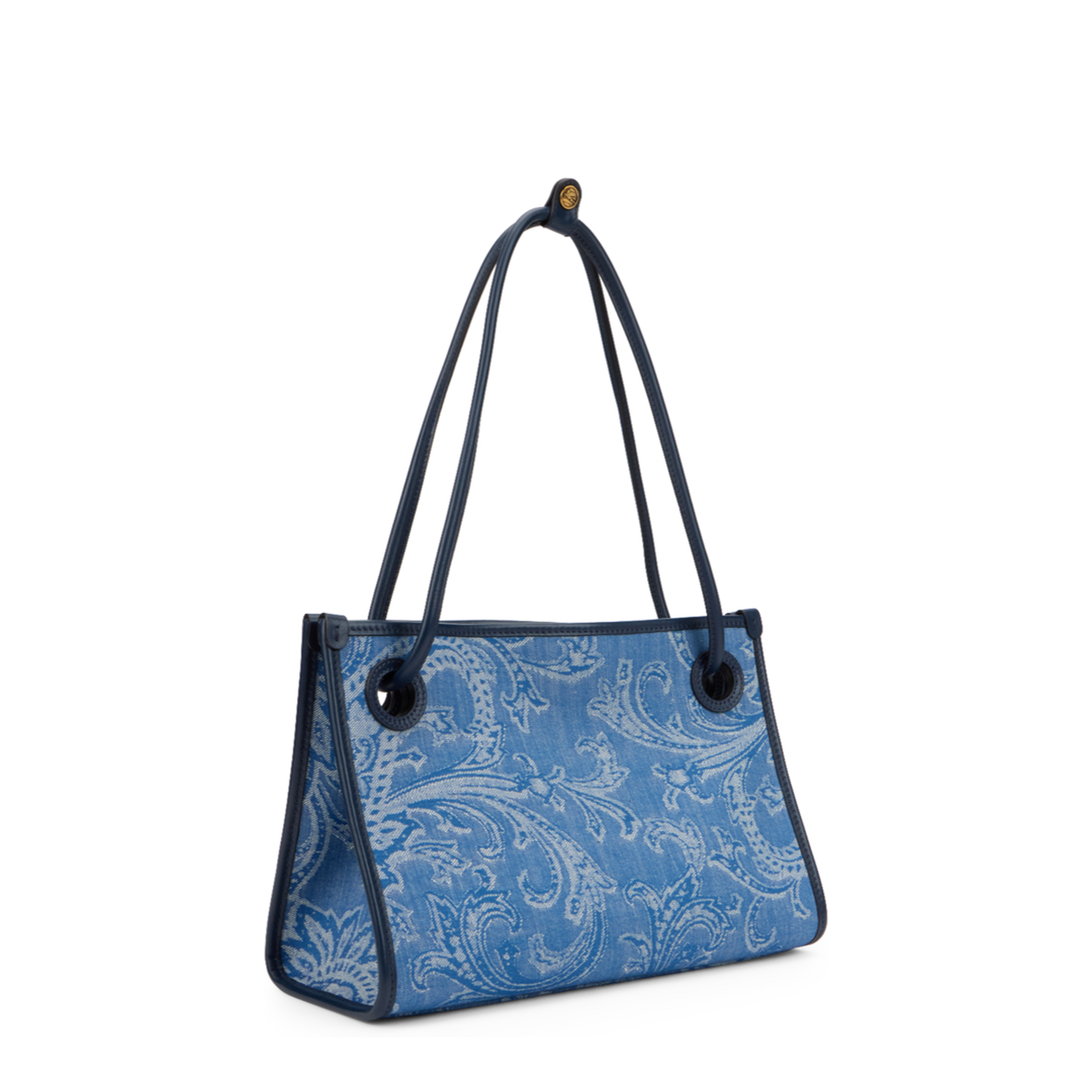 Eyes Medium Jacquard Denim Tote - Blue - Image 2