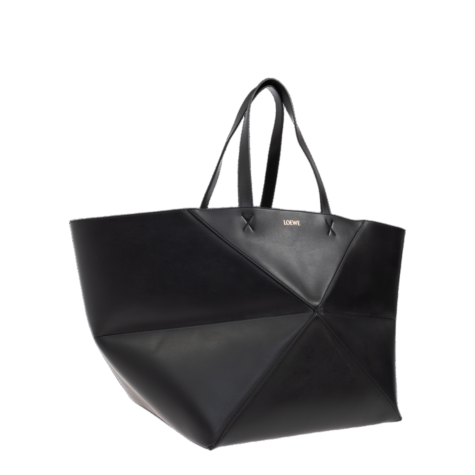 Puzzle Fold XXL Leather Tote Bags - Black - Image 4