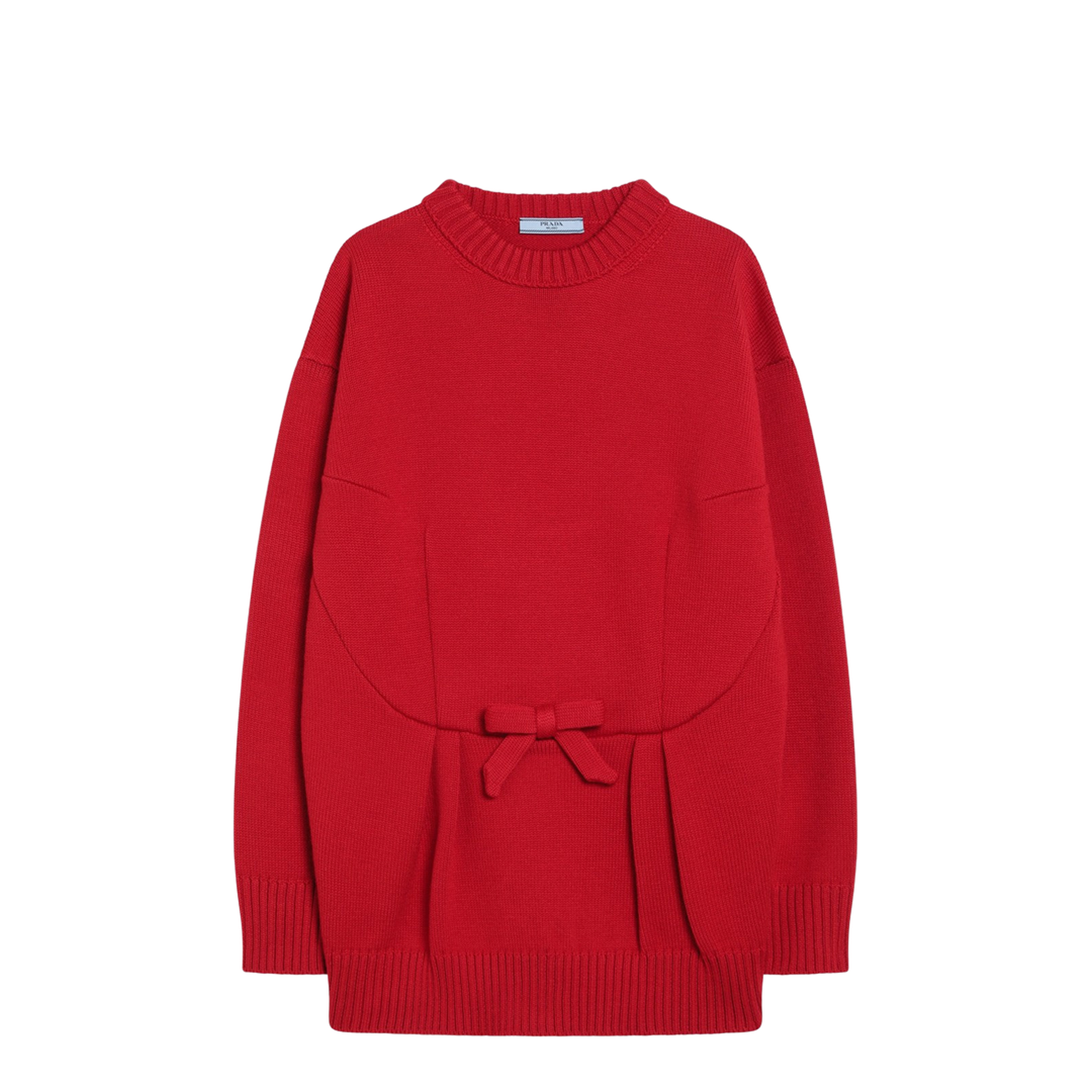 Red Wool Sweater with Bow - Image 1