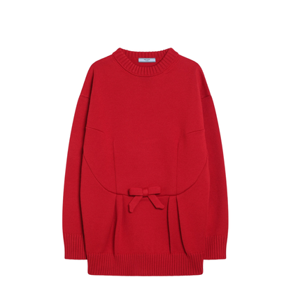 Red Wool Sweater with Bow - Image 1