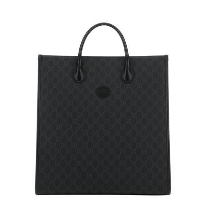 Interlocking G In Black GG Canvas With Medium Tote Bag - Image 1