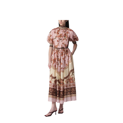 Purple Aster Puff-Sleeve Maxi Dress - Image 1