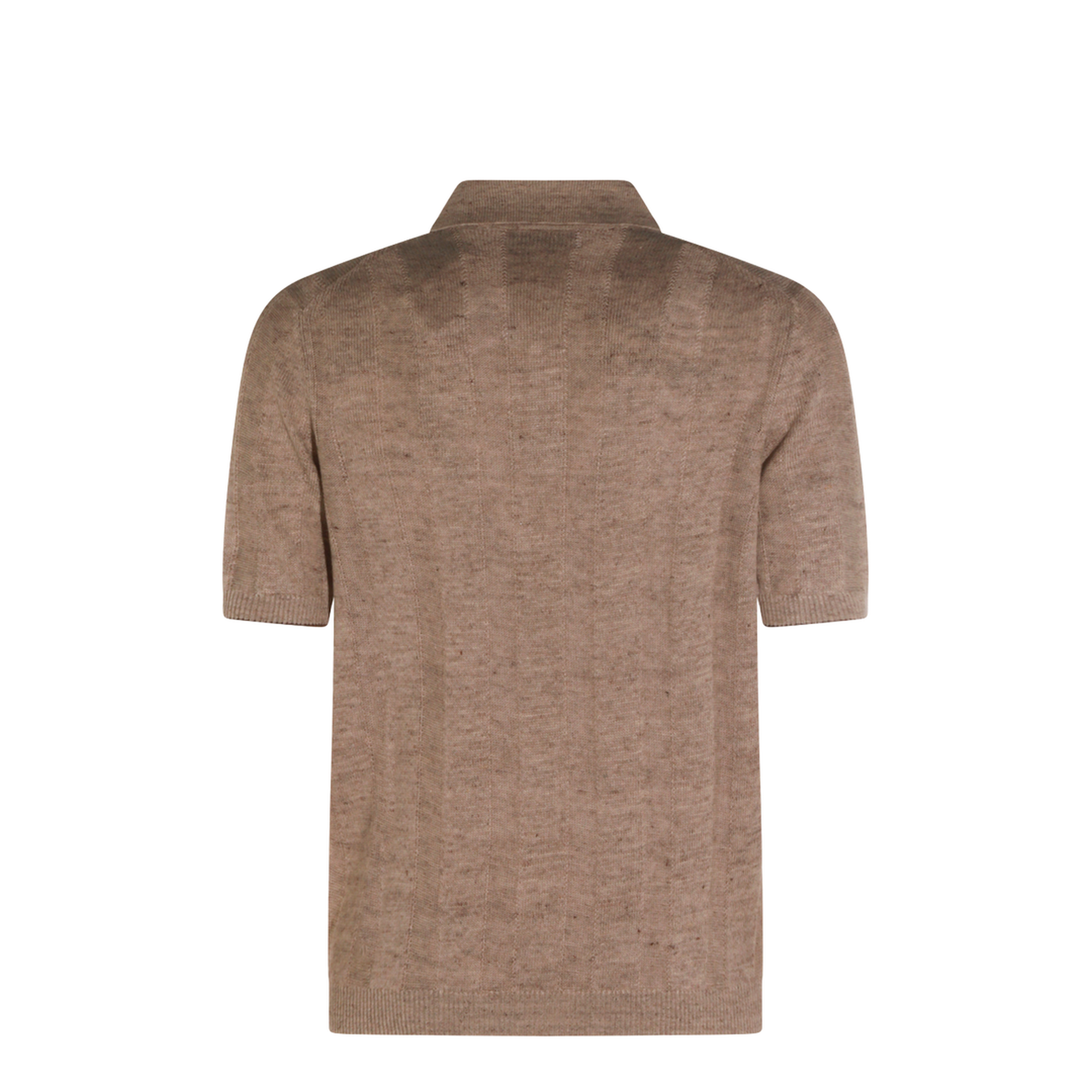 Ribbed Button Polo Shirt Brown - Image 3