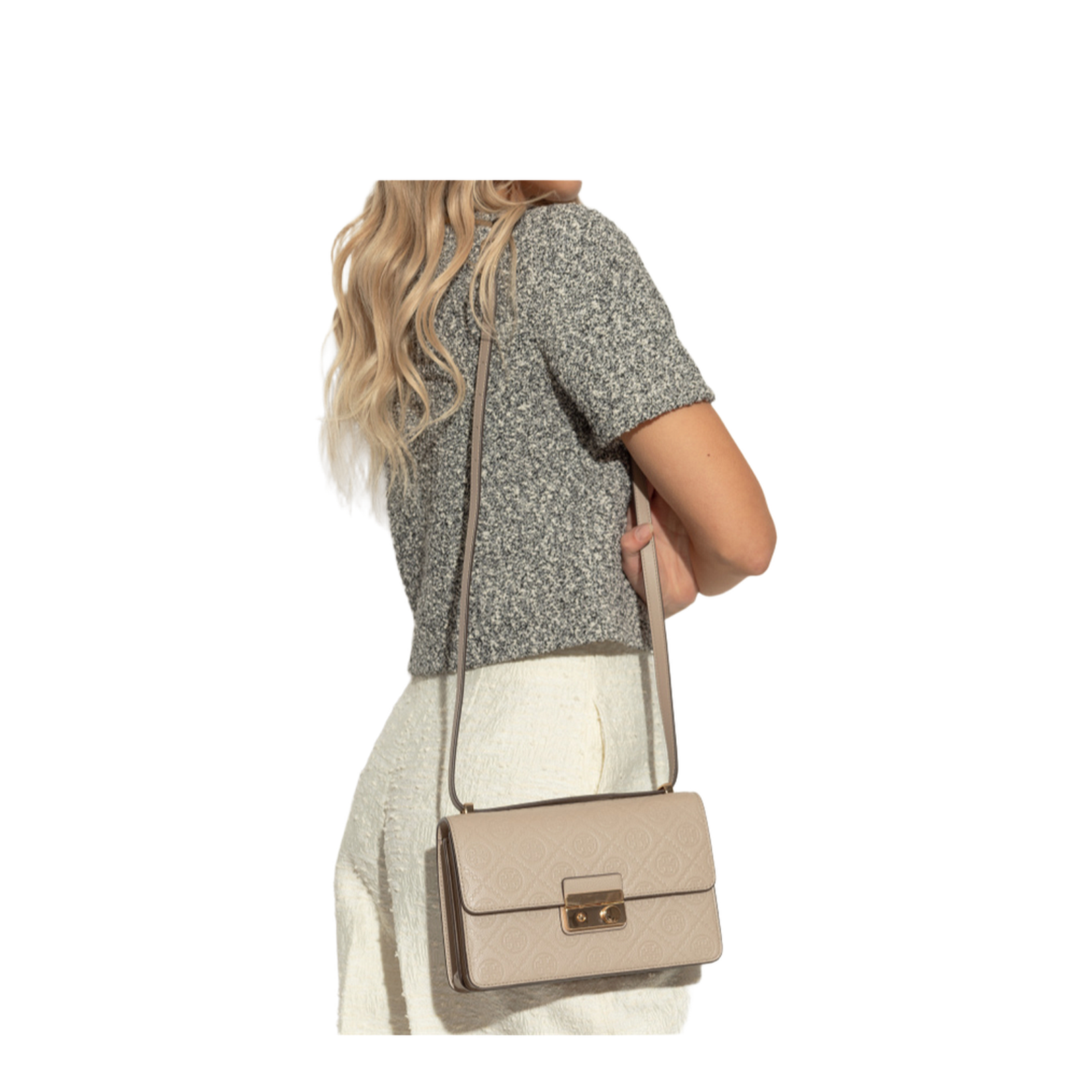 T Monogram Pebbled Shoulder Bag - Image 4