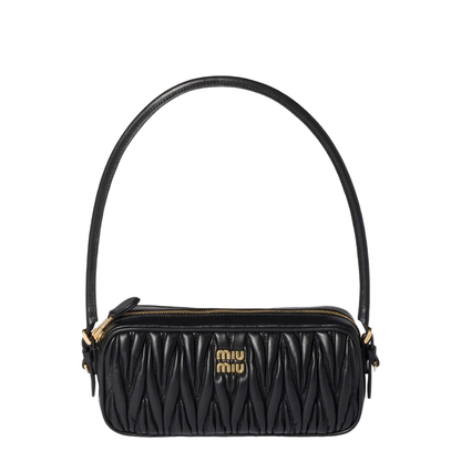 Black Matelassé Nappa Leather Pouch - Image 1