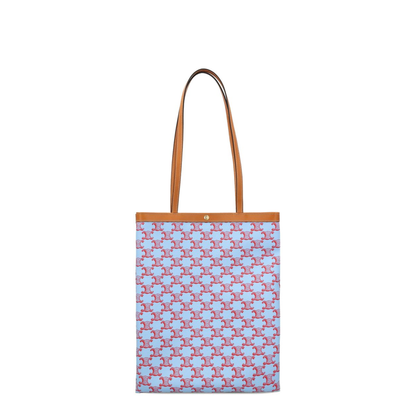 Triomphe Canvas Medium Flat Shopper - DENIM BLUE / RED - Image 3