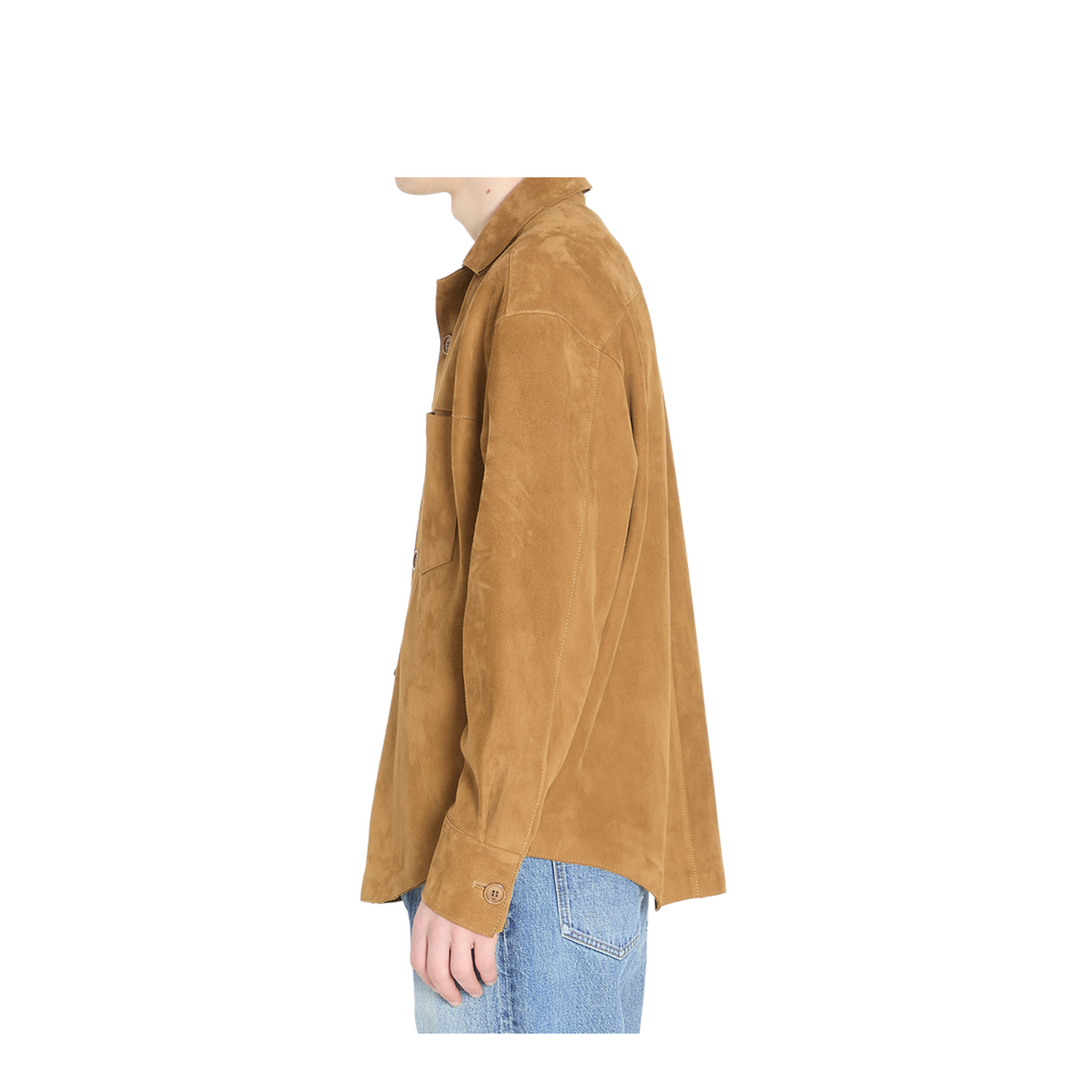 Brown Goat Leather Buttoned Overshirt - Image 3