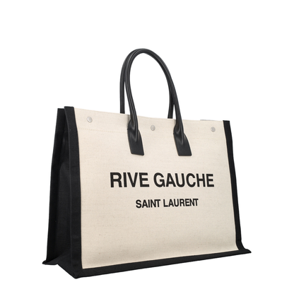 Rive Gauche Large Canvas Tote Bags - White - Image 3