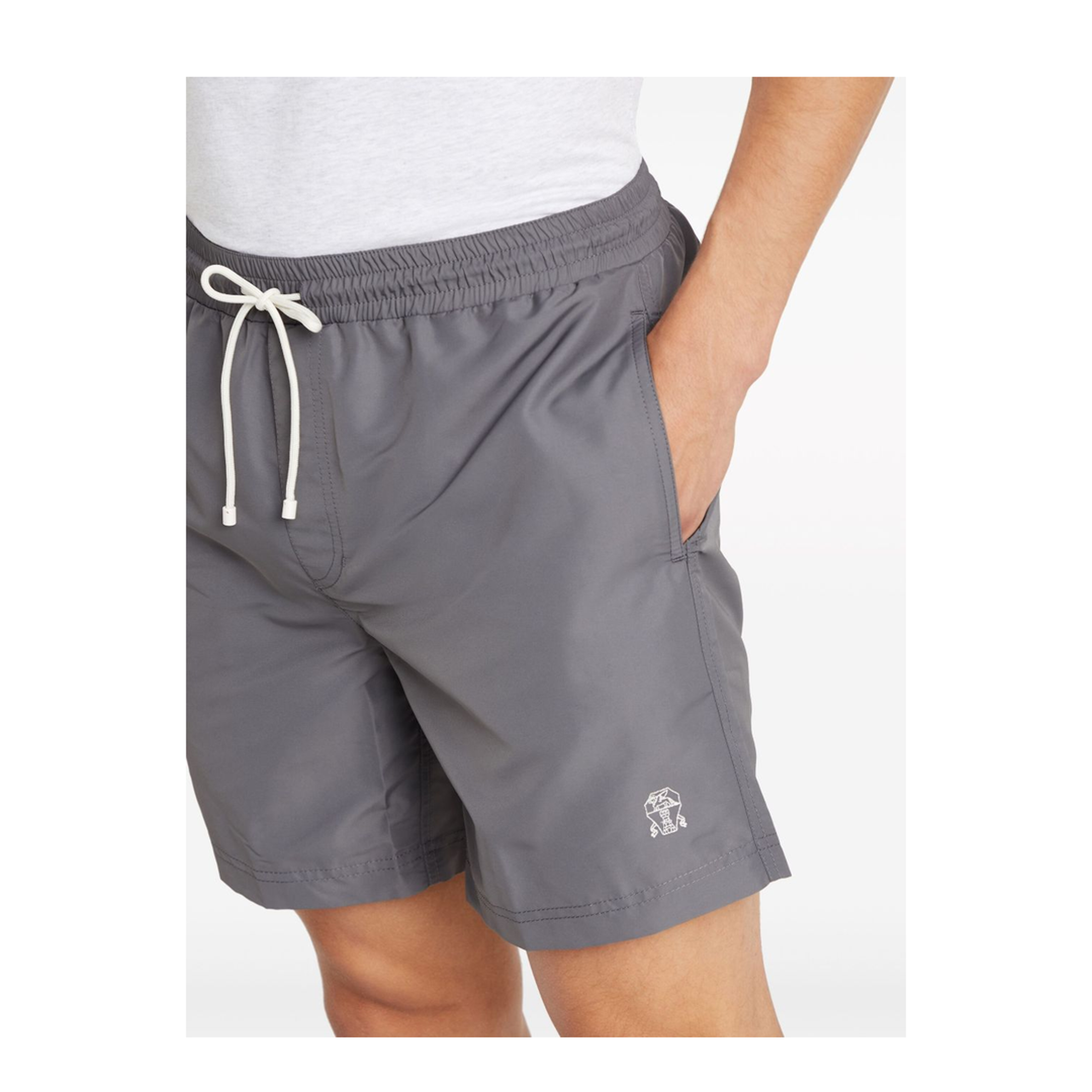 Logo-Embroidered Drawstring Swim Shorts - Grey - Image 2
