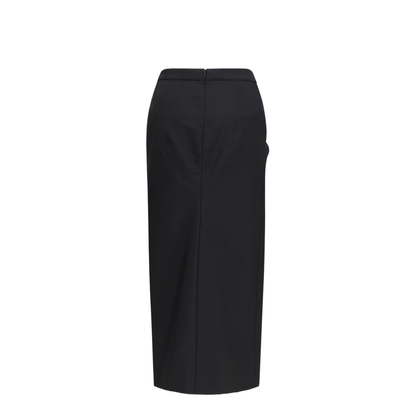 Draped Midi Skirt in Double-Faced Wool and Mohair - Image 2